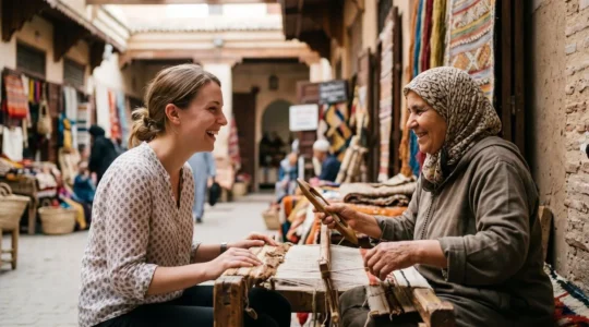 Respectful cultural interaction between traveler and local community member