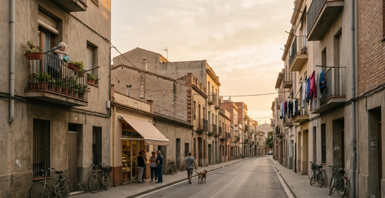 Authentic urban neighborhood scene showing daily life away from tourist areas