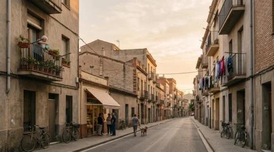 Authentic urban neighborhood scene showing daily life away from tourist areas
