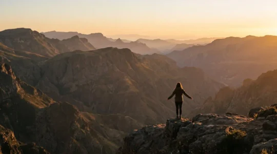 Traveler experiencing profound moment of wonder during exclusive journey
